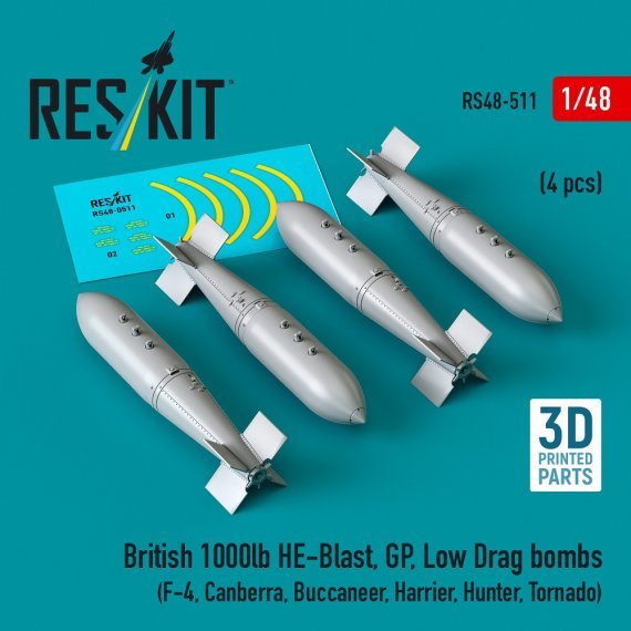1/48 British 1000lb HE-Blast, GP, Low for Dragon bombs