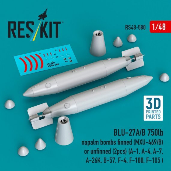 RESKIT BLU-27A/B Bombes Napalm 750lb 1/48