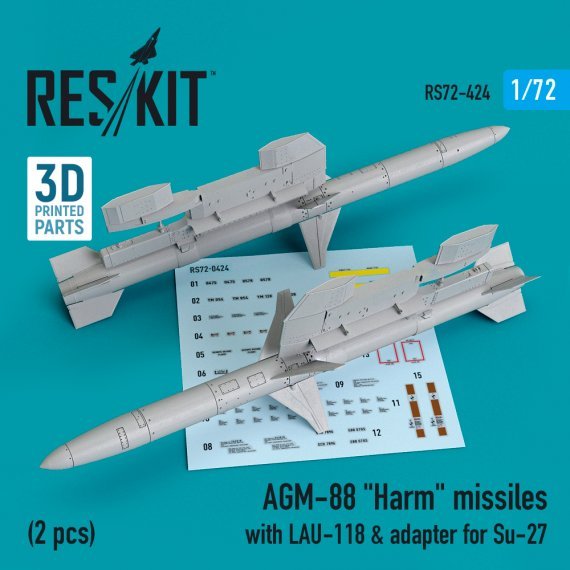 1/72 AGM-88 Harm missiles with LAU-118 & adapter