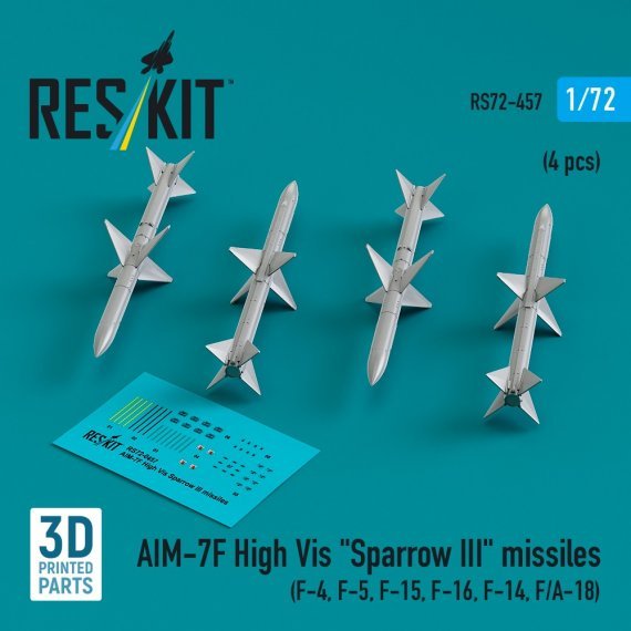 1/72 AIM-7F High Vis Sparrow III missiles 4x