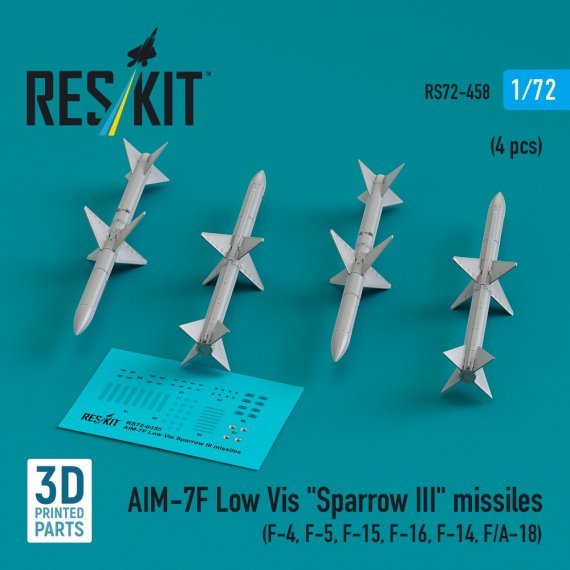1/72 AIM-7F Low Vis Sparrow III missiles 4x