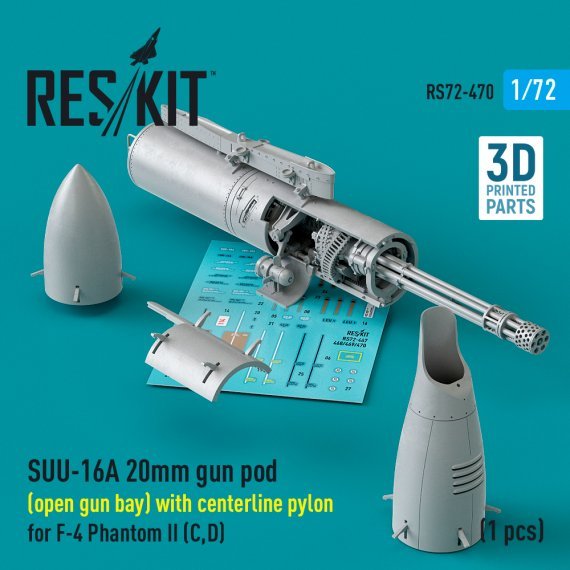 1/72 SUU-16A 20mm gun pod for opened with centerline pylon