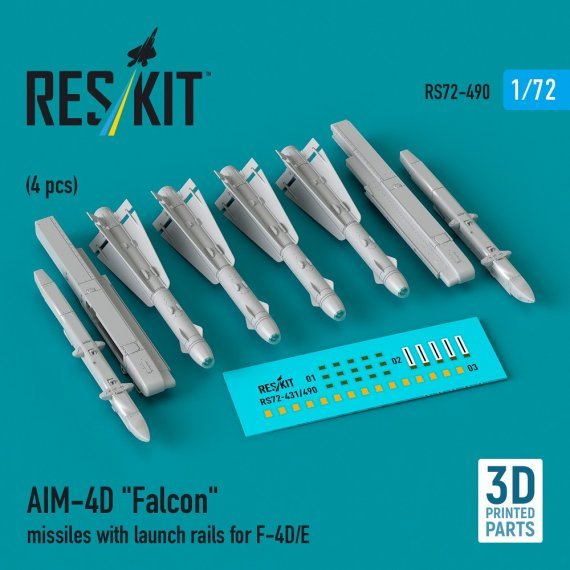 1/72 AIM-4D Falcon missiles with launch rails
