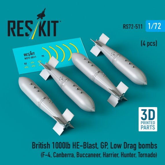 1/72 British 1000lb HE-Blast, GP, Low for Dragon bombs