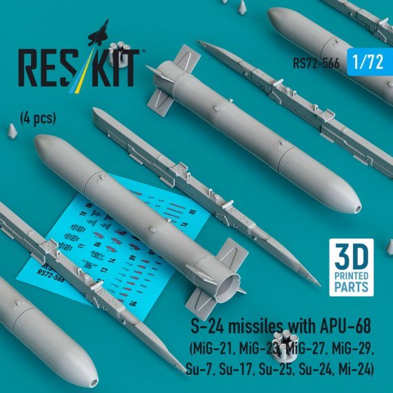 Reskit 1/72 Missili S-24 con APU-68 - 4 pz