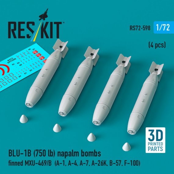 1/72 BLU-1B 750 lbs napalm bombs MXU-469/B 4x