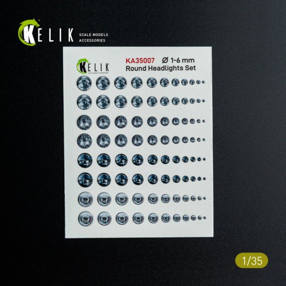 RESKIT 1/35 Set Phares Ronds 1-6 mm D�calque 3D