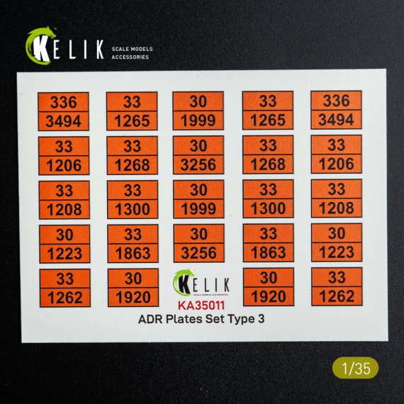 RESKIT D�calcomanies Plaques ADR Type 3 1/35