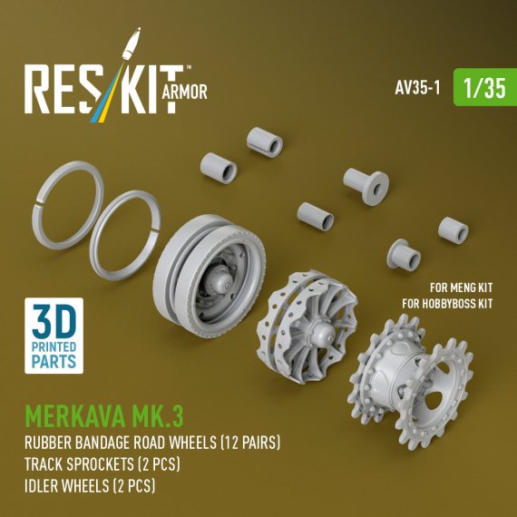 Reskit Roues Merkava Mk.3 1/35 pour Meng/Hobby Boss