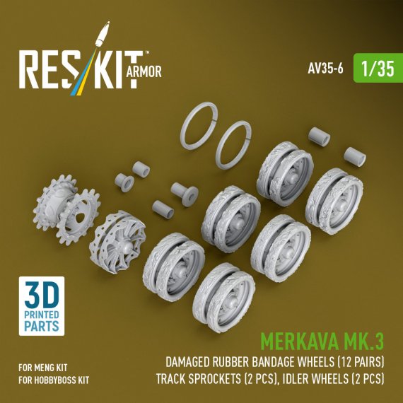 Reskit Roues Endommag�es Merkava Mk.3 1/35 Meng/Hobby Boss