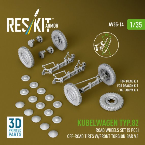 ResKit 1/35 Roues Kubelwagen Type 82 pour Meng/Dragon