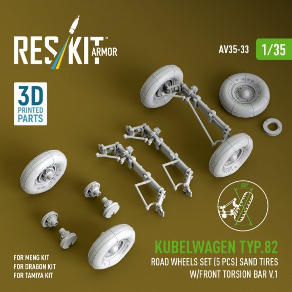 RESKIT 1/35 Roues Kubelwagen Type 82 (x5) Meng/Dragon