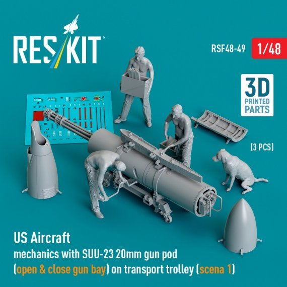 1/48 US Aircraft mechanics with SUU-23 20mm 3 figure