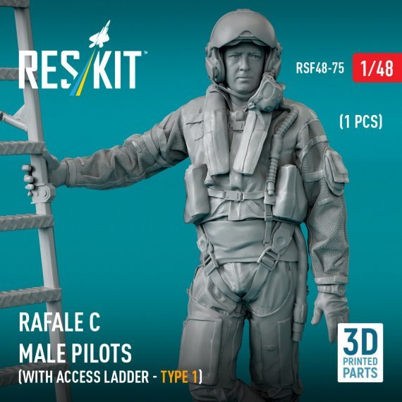 1/48 Rafale C male pilot with access ladder type 1