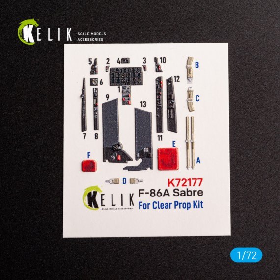 1/72 F-86A Sabre interior 3D for Clear Prop