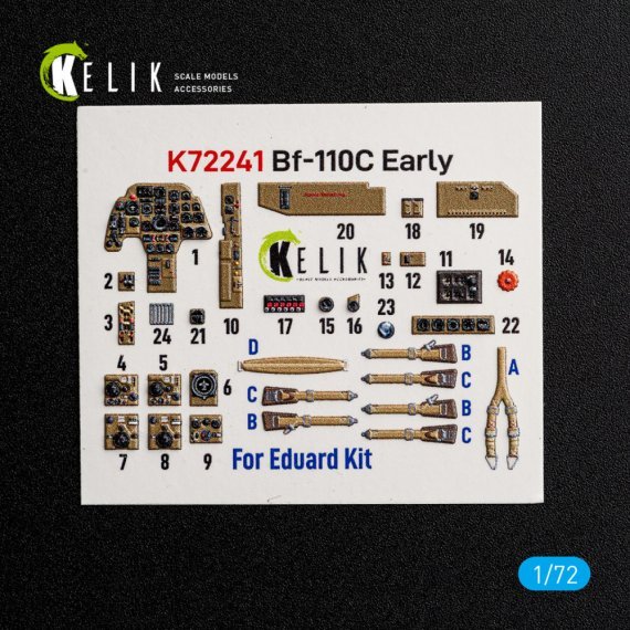 Kelik 1/72 Interno 3D Bf-110C Early per Eduard