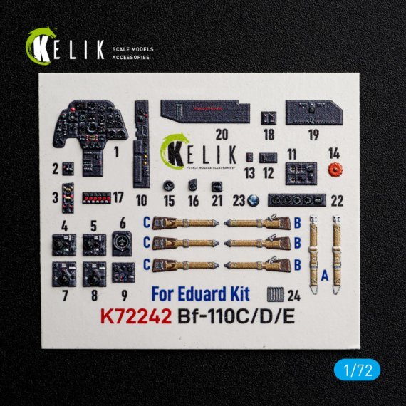 Kelik 1/72 Int�rieur 3D Bf-110C/D/E pour Eduard