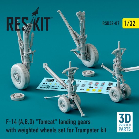 1/32 Grumman F-14 Tomcat landing gears with weighted wheels