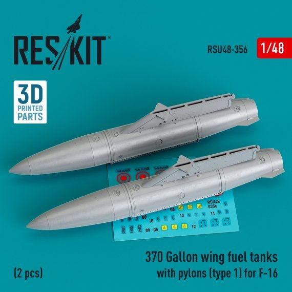 1/48 370 Gallon wing fuel tanks with pylons type 1