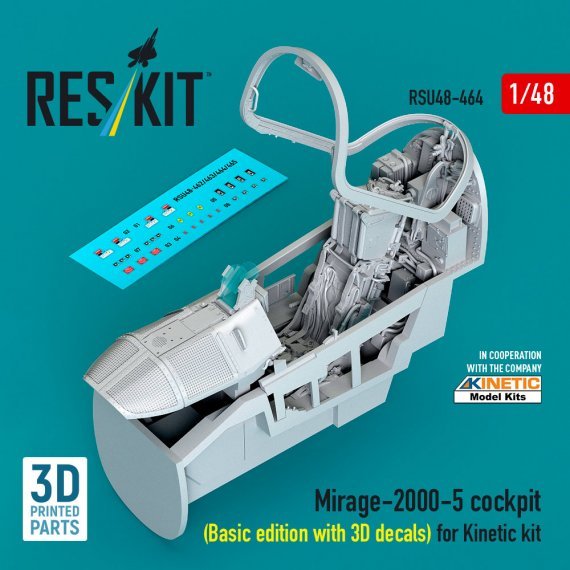 1/48 Mirage 2000-5 cockpit Basic ed.with 3D for Kinetic