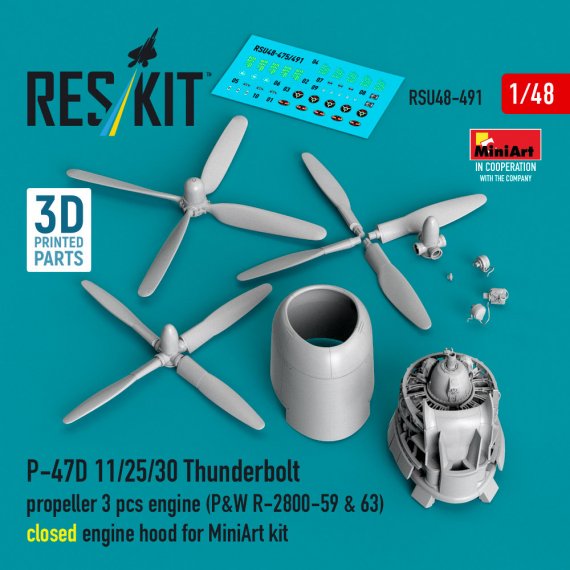 Reskit 1/48 P-47D Thunderbolt H�lice & Moteur pour Miniart