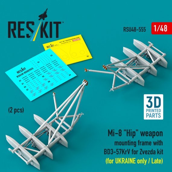 1/48 Mi-8 Hip weapon mounting frame with BD3-57KrV for Zvezda