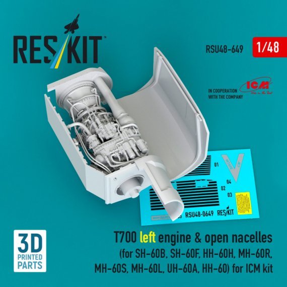Reskit 1/48 T700 Left Engine Open Nacelles for ICM