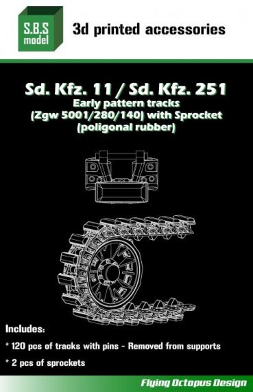 1/35 Sd.Kfz.251 Early Pattern tracks with sprocket poligonal rub