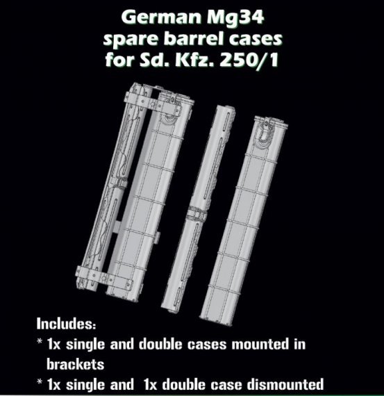 1/35 German MG34 spare barrel cases Sd.Kfz.250/1
