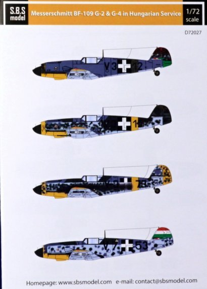 1/72 Decal Bf-109G-2 & G-4 in Hungarian Service