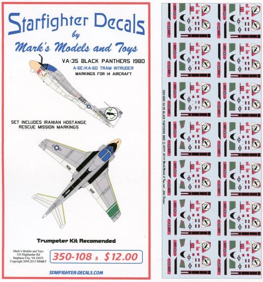 1/350 VA-35 Black Panthers Grumman A-6E TRAM decals