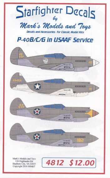 1/48 Curtiss P-40B/P-40C/P-40G in USAAC Service