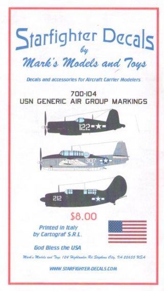 1/700 USN Generic Air Group Markings 1945. DECALS ONLY
