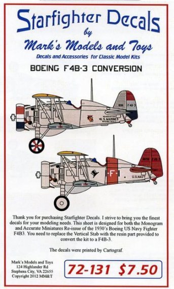 1/72 F4B-3 Conversion. Decals w/a resin part