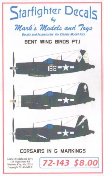 1/72 Bent Wing Birds Pt. 1 Corsairs in G Markings.