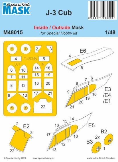 1/48 Mask for J-3 Cub inside/outside