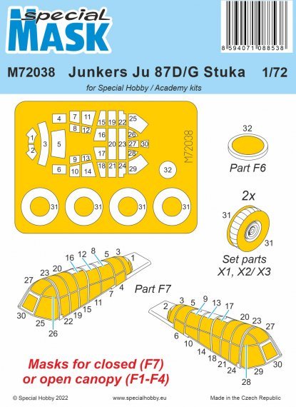 1/72 Mask for Junkers Ju 87D/G Stuka