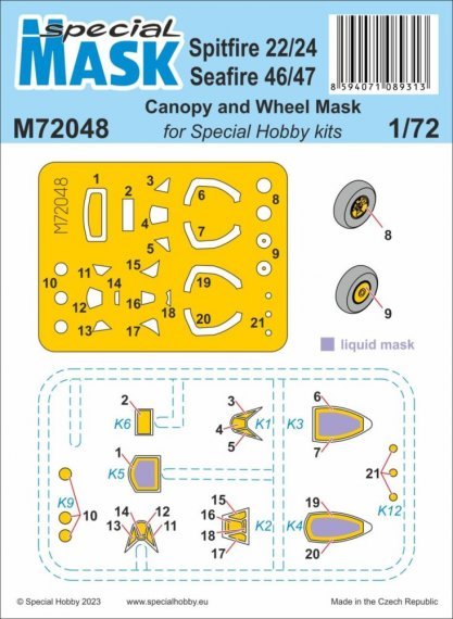 1/72 Mask for Spitfire 22/24 & Seafire 46/47