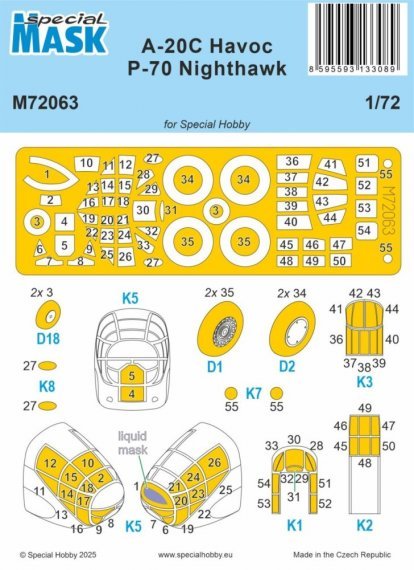 1/72 Mask for A-20C Havoc / P-70 Nighthawk for Special Hobby
