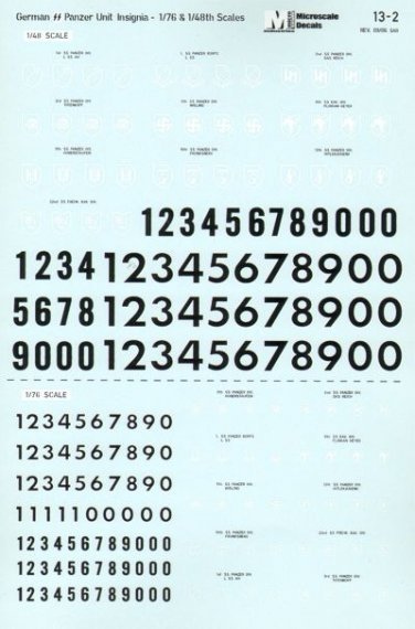 1/48 German SS Panzer Unit Insigni Number