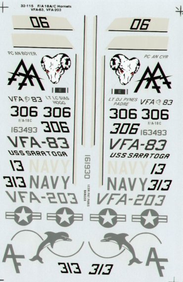 Superscale 1/32 F/A-18A Hornet VFA-203 VFA-83 USS Saratoga