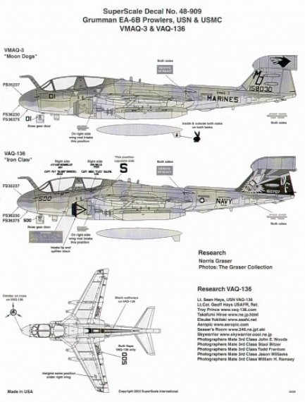 Microscale 1/48 Grumman EA-6B Prowler Decals VMAQ-3