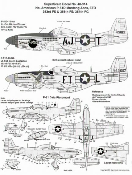 Microscale 1/48 P-51D Mustang Aces 2 Decalcomanie
