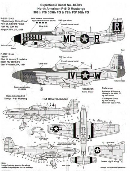 Microscale 1/48 P-51D Mustang Decals Chattanooga Choo Choo Babe