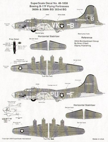 Microscale D�calcomanies B-17F Flying Fortress 1/48