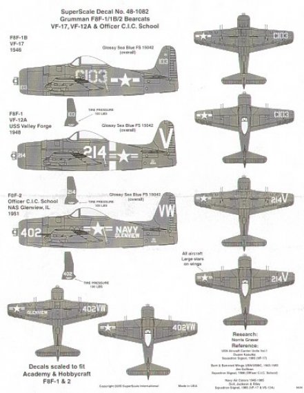 1/48 Grumman F8F-1 Bearcats, VF-17, VF-12A