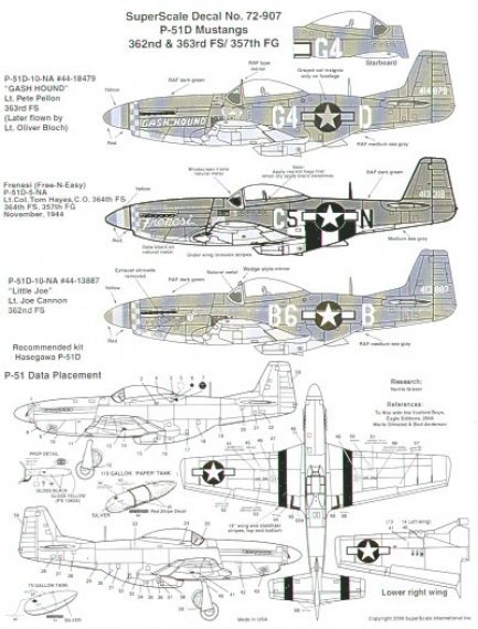 Microscale P-51D Mustang 357 FG Decals 1/72