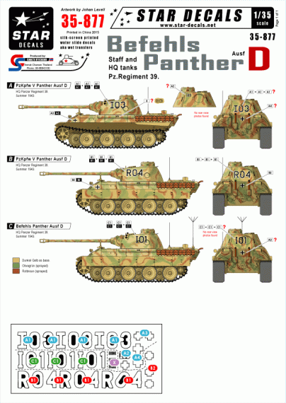 1/35 Befehls Panther Ausf.D Staff and HQ tanks, Pz.Regiment 39