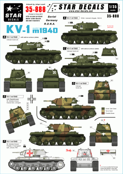 1/35 Russian KV-1 model/1940. Soviet, Germany, RONA