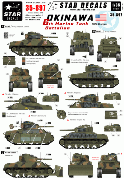 1/35 Okinawa. 6th Marine Tank Battalion. M4A3 Sherman.